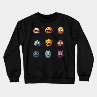 Goofy Spooky Halloween Ghoul Faces Crewneck Sweatshirt